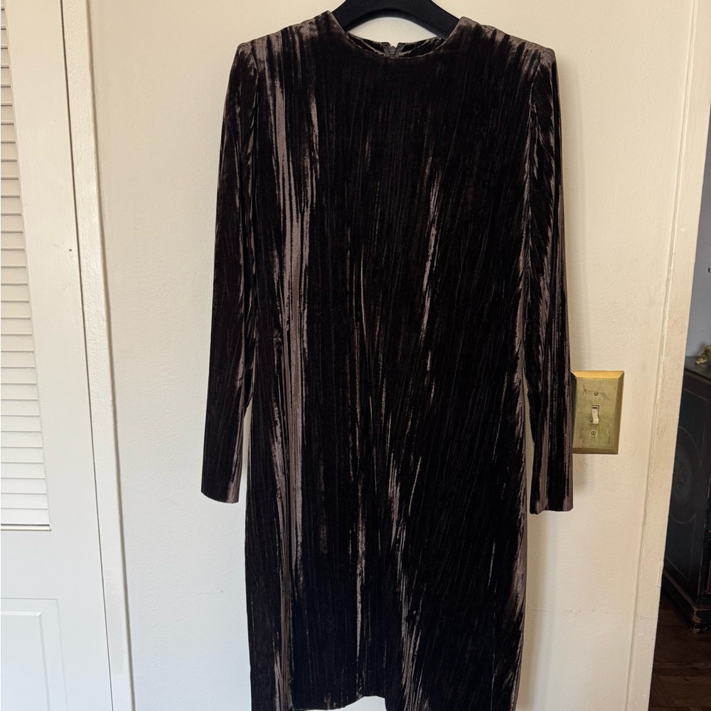 Yves Saint Laurent Black Velvet Long Sleeve Dress